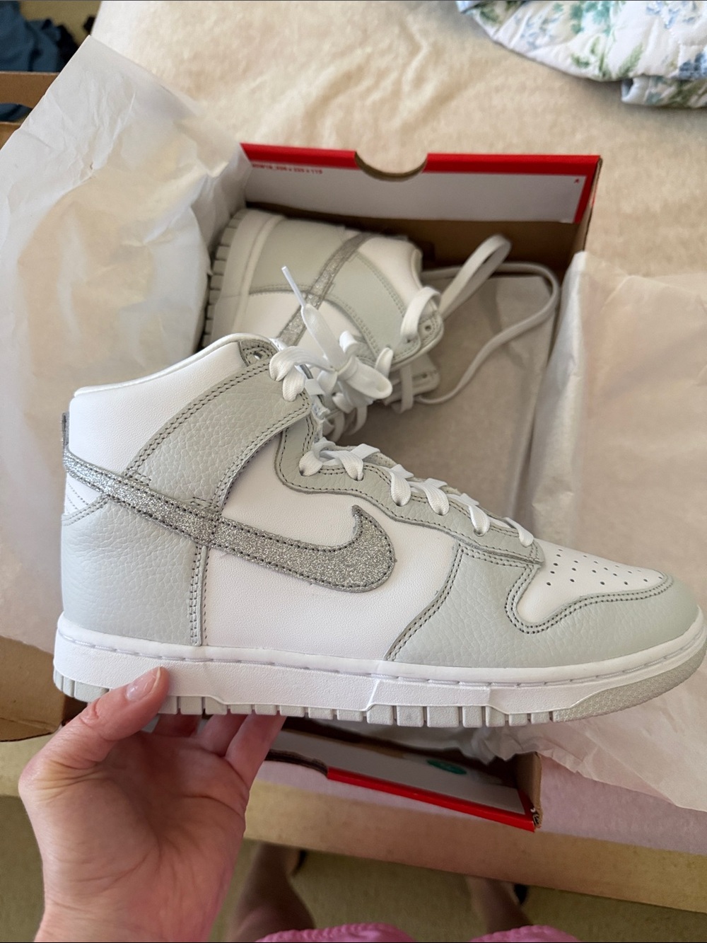 Nike Dunk High White with Light Grey Accents